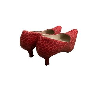 Red Faux Snakeskin Pumps